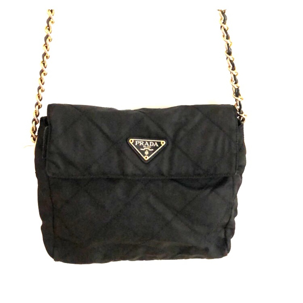 Black, quilted original Prada crossbody bag